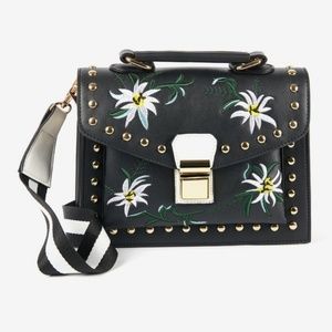 Noir Luxe Embroidered Crossbody Purse - Almost New